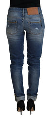 Acht Blue Washed Cotton Low Waist Women Casual Jeans - W26 - Jeans