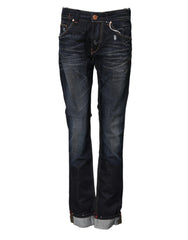 Acht Blue Washed Cotton Mid Waist Flared Denim Jeans - W30 - Jeans