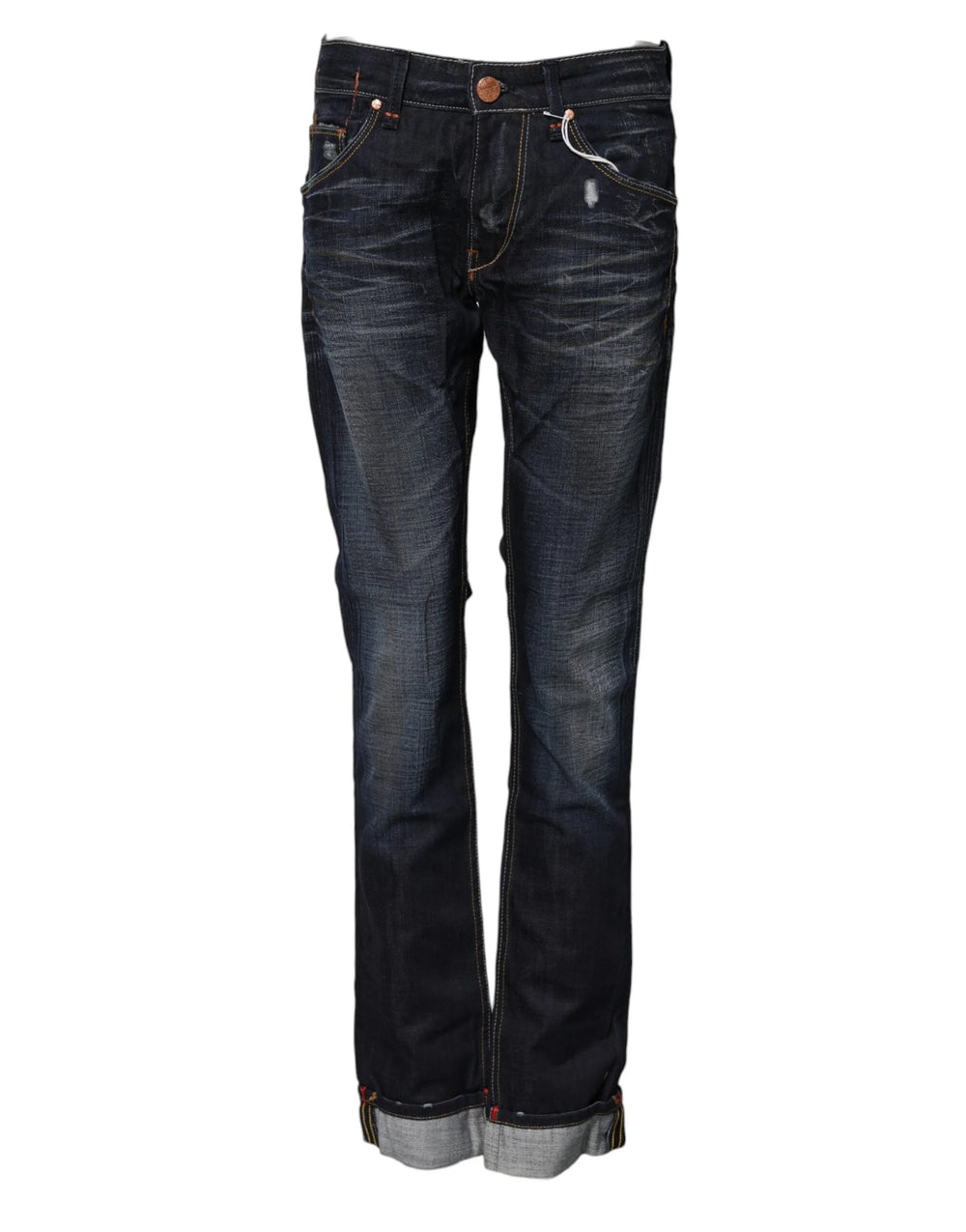 Acht Blue Washed Cotton Mid Waist Flared Denim Jeans - W30 - Jeans