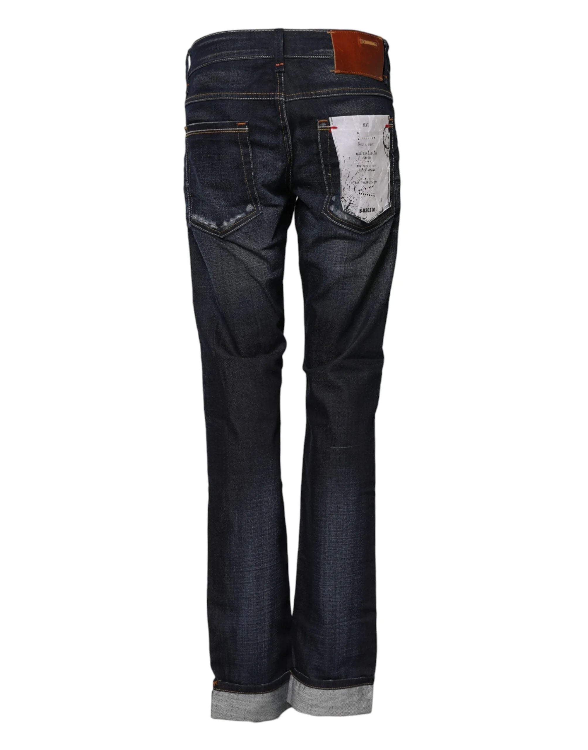 Acht Blue Washed Cotton Mid Waist Flared Denim Jeans - W30 - Jeans