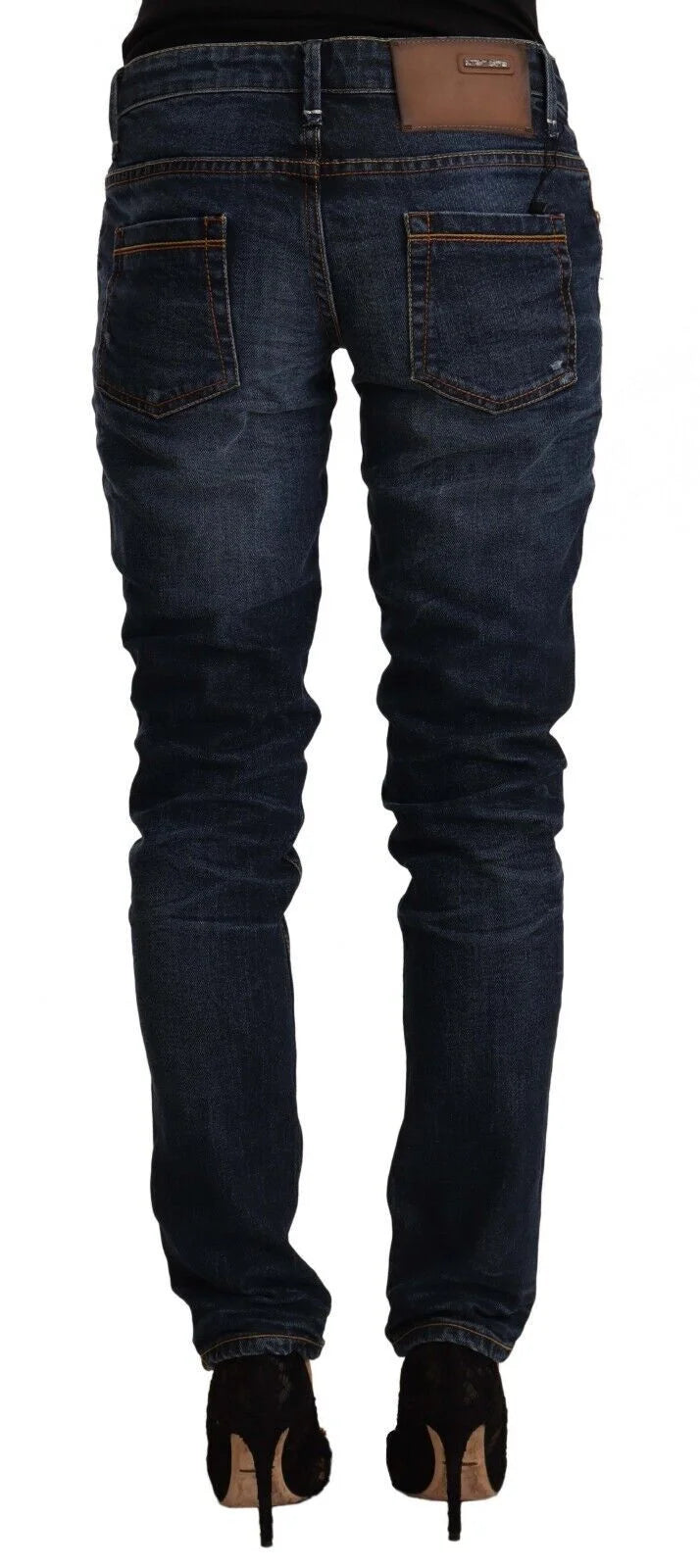 Acht Blue Washed Cotton Mid Waist Skinny Denim Jeans - W26 - Jeans