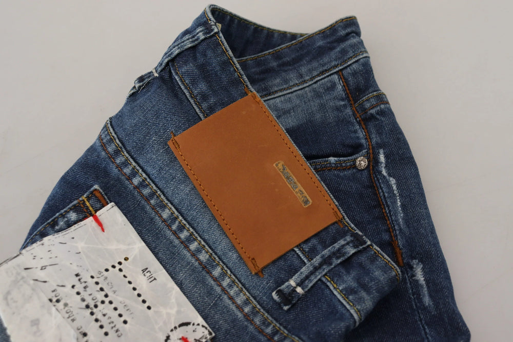 Acht Blue Washed Cotton Slim Fit Women Denim Jeans - Jeans