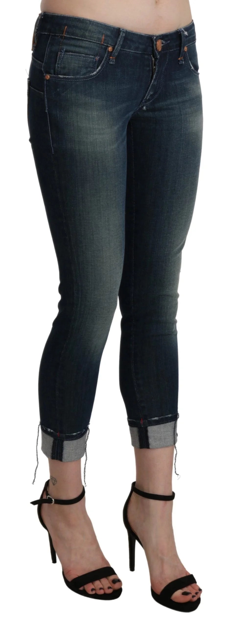 Acht Blue Washed Low Waist Skinny Cropped Denim pant - W26