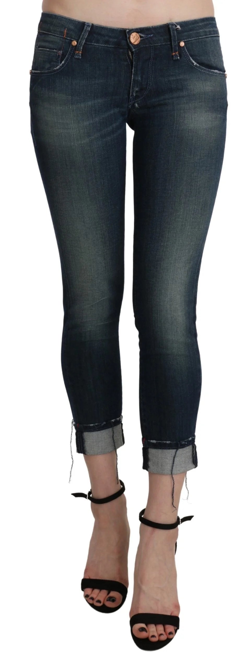 Acht Blue Washed Low Waist Skinny Cropped Denim pant - W26