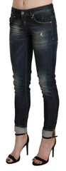 Acht Blue Washed Low Waist Skinny Cropped Denim Pant - W26 - Jeans