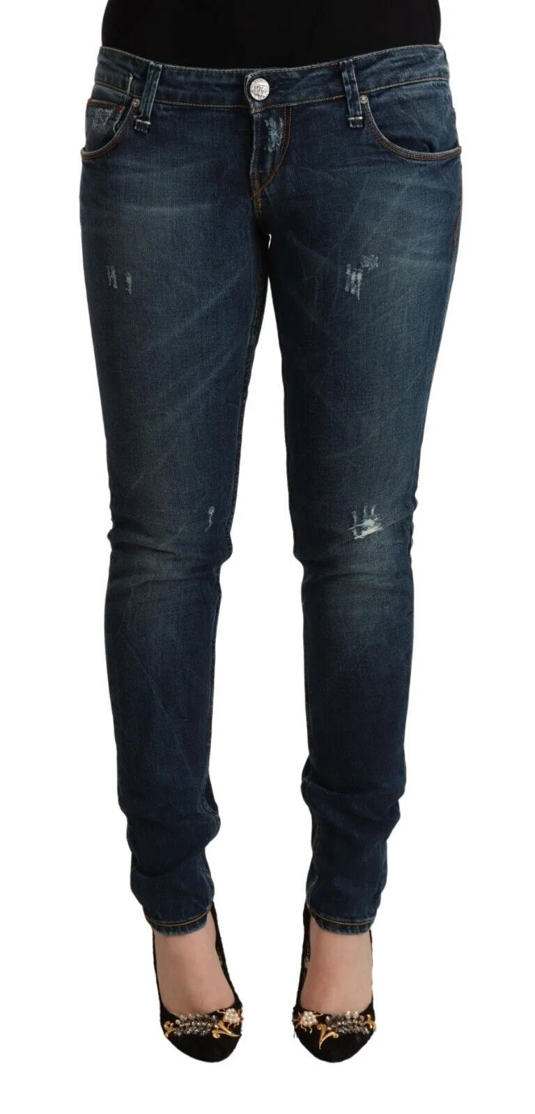 Acht Blue Washed Low Waist Slim Fit Denim Jeans - W30 - Jeans