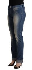 Acht Blue Washed Mid Waist Folded Hem Skinny Jeans - W31