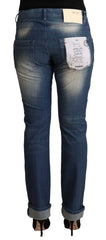 Acht Blue Washed Mid Waist Folded Hem Skinny Jeans - W31