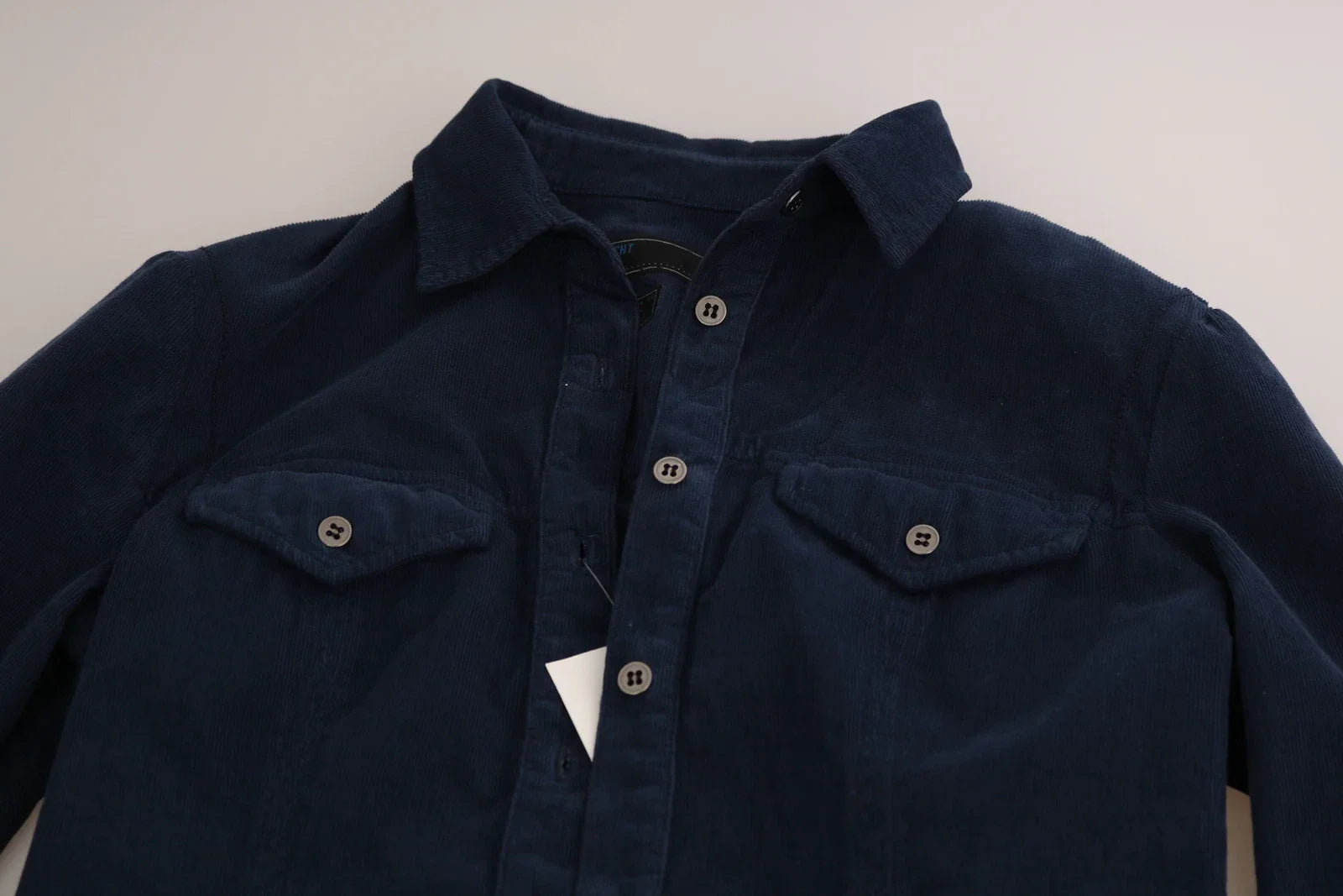 Acht Cotton Blue Corduroy Long Sleeves Shirt Top Blouse - IT38 | XS