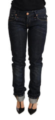 Acht Dark Blue Cotton Slim Fit Folded Hem Women Denim Trouser Jeans - W26 - Jeans