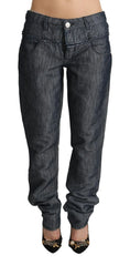Acht Dark Gray Ramie Mid Wide Waist Straight Denim Jeans - W26 - Jeans