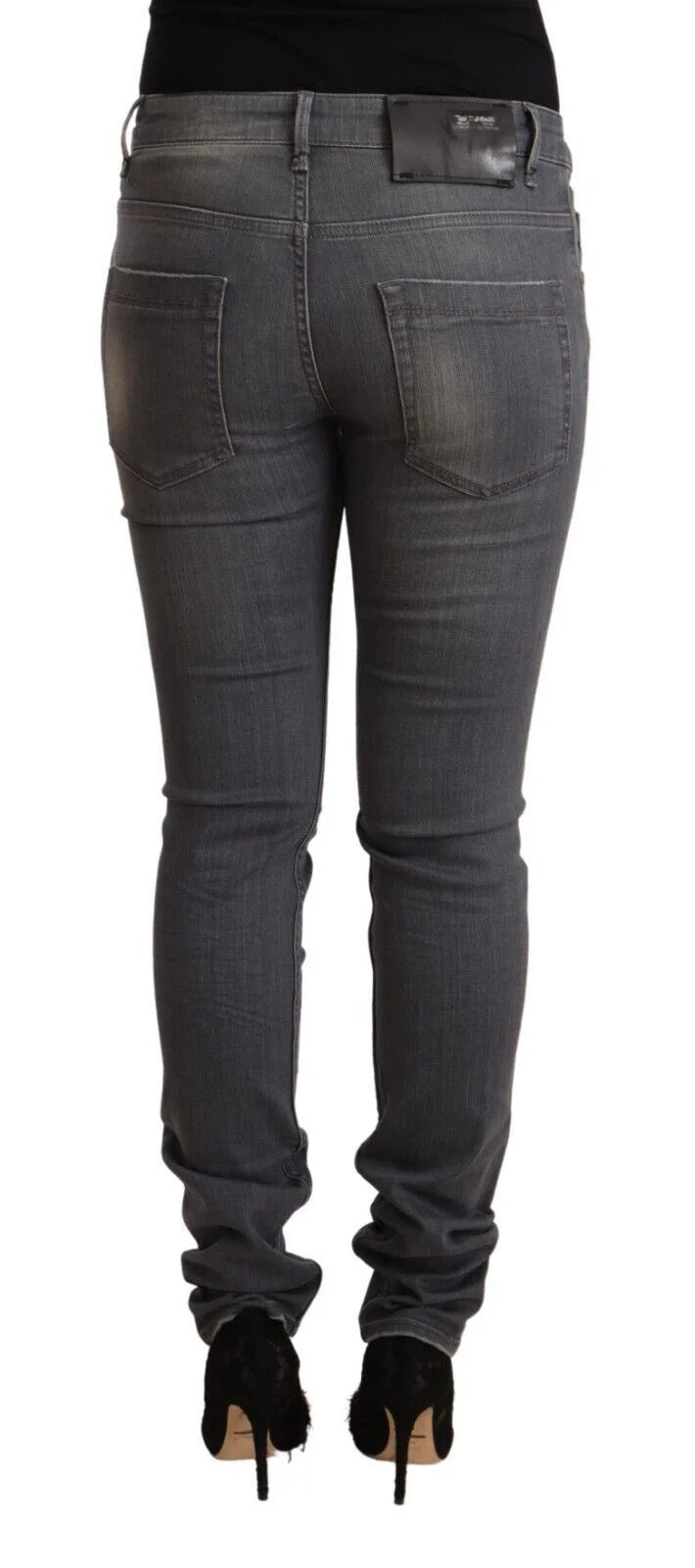 Acht Dark Gray Washed Cotton Denim Skinny Jeans - W34 - Jeans