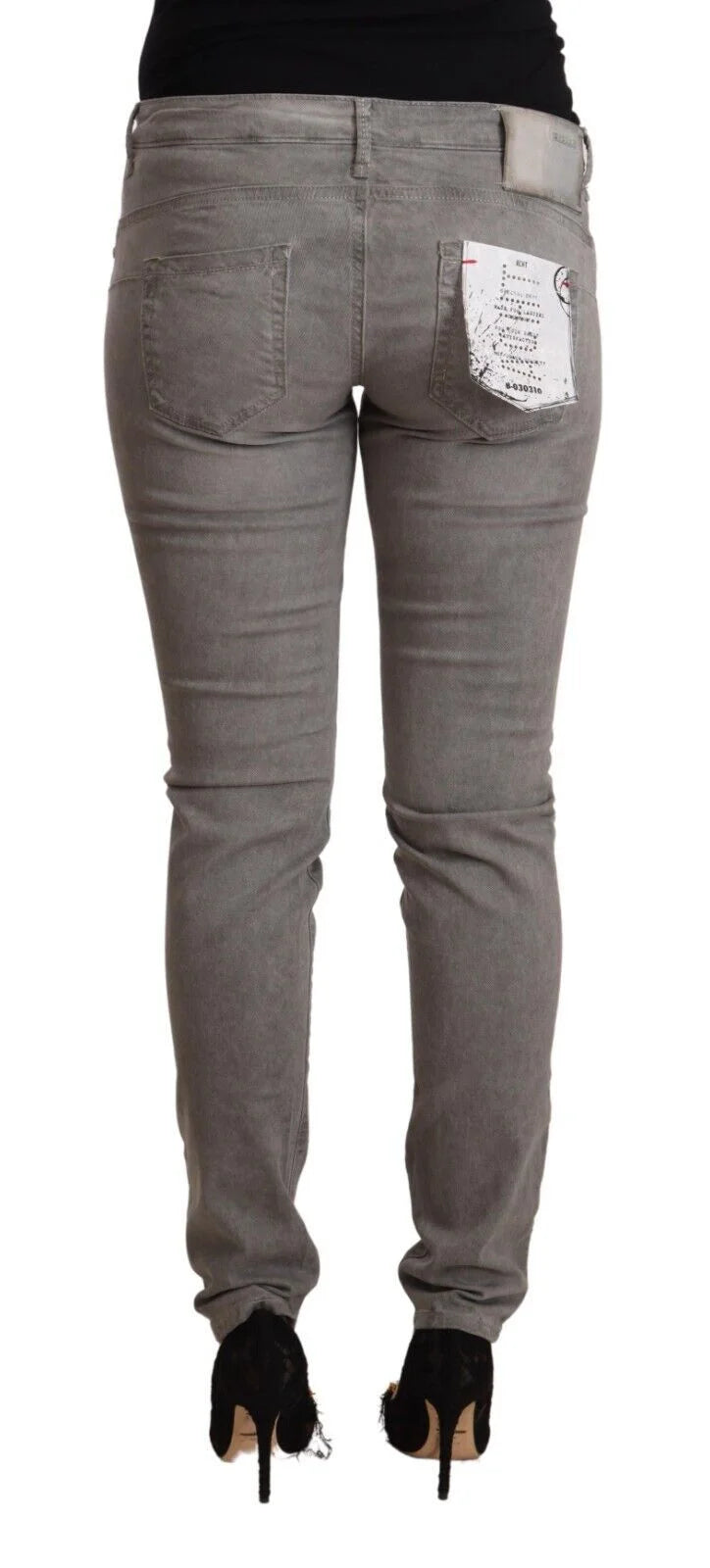 Acht Gray Cotton Low Waist Skinny Push Up Denim Jeans - Jeans