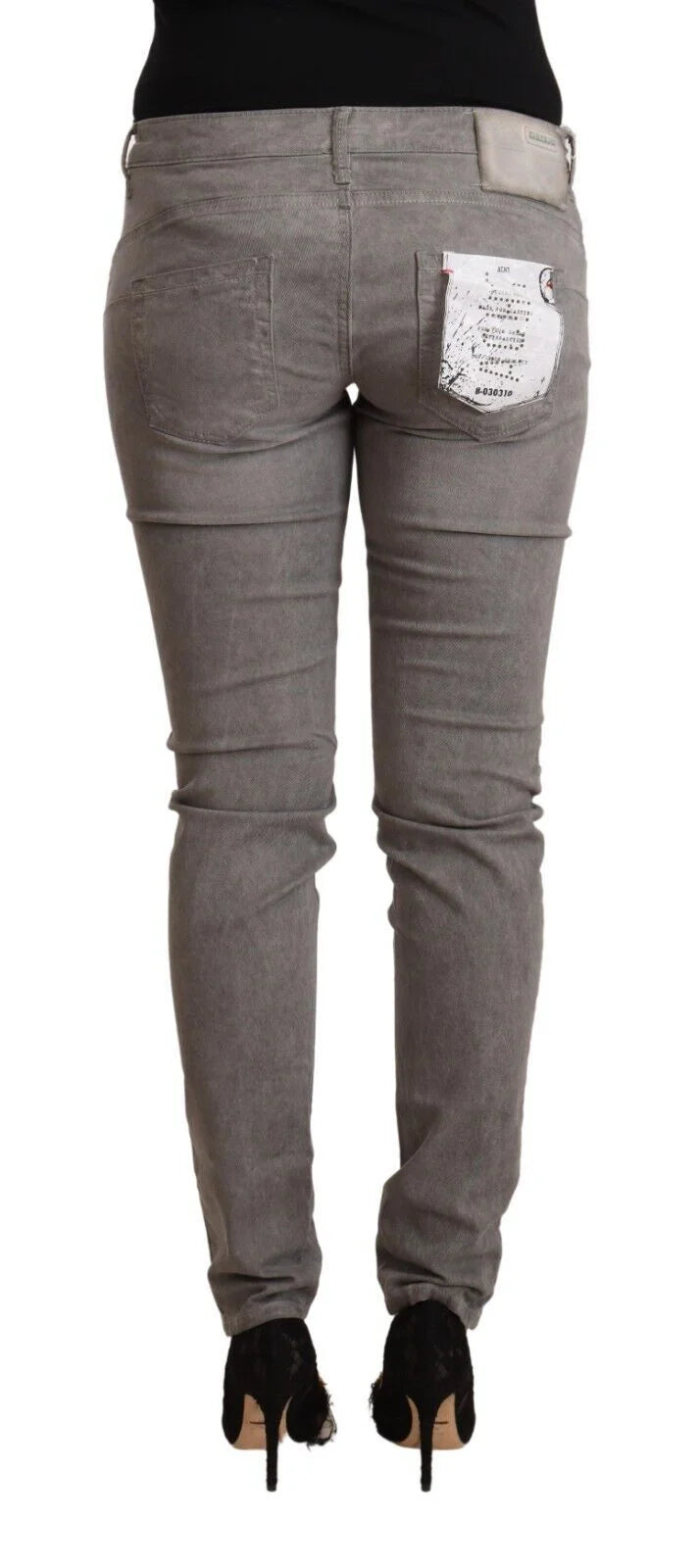 Acht Gray Cotton Low Waist Skinny Push Up Denim Jeans - Jeans