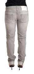 Acht Gray Tattered Cotton Slim Fit Folded Hem Women Denim Jeans - W26 - Jeans