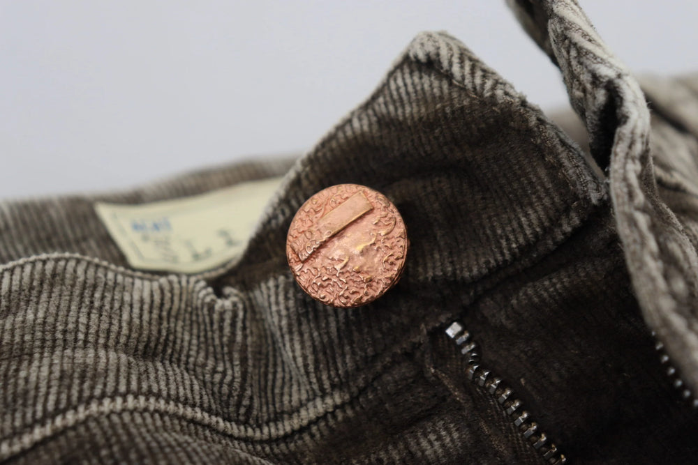 Acht Gray Washed Cotton Corduroy Slim Fit Men Jeans - IT48 | M - Jeans