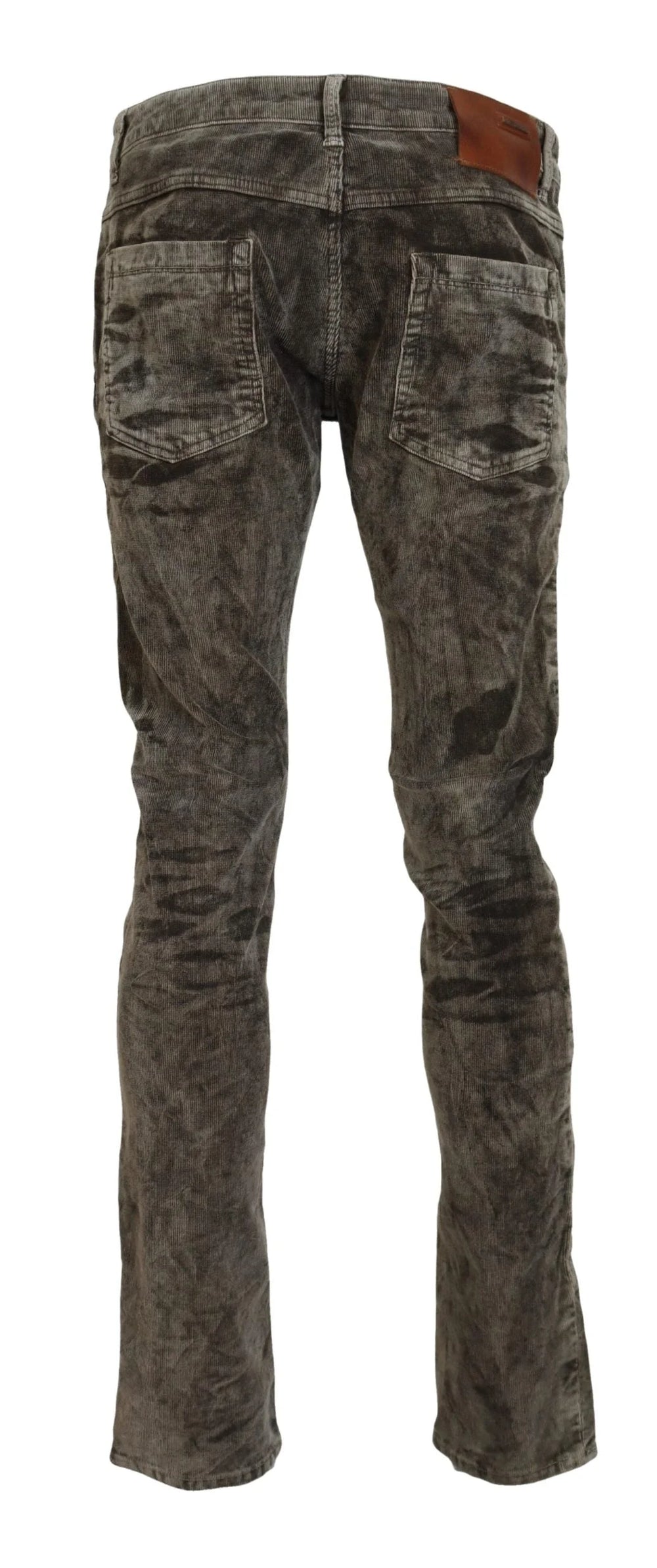 Acht Gray Washed Cotton Corduroy Slim Fit Men Jeans - IT48 | M - Jeans