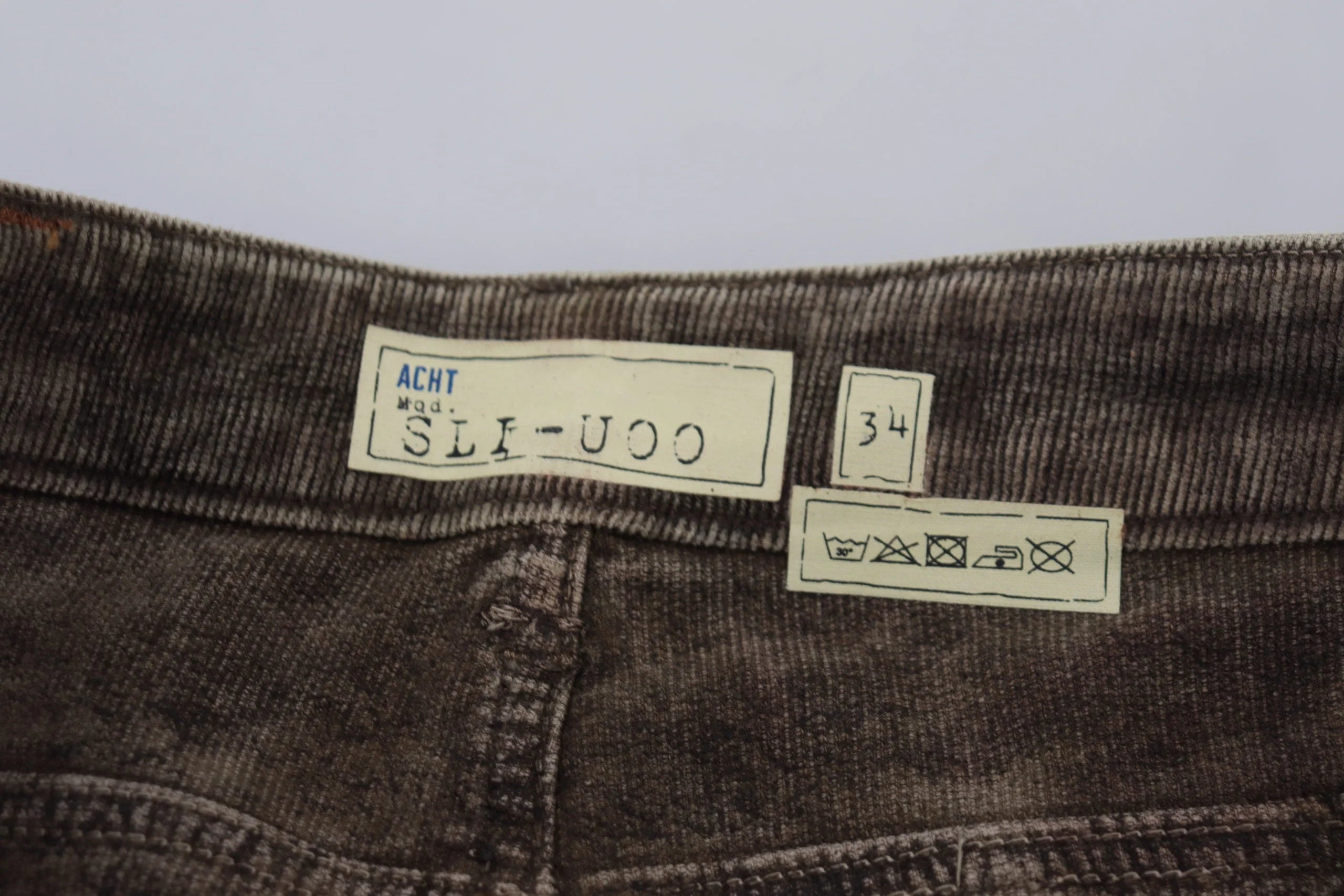 Acht Gray Washed Cotton Corduroy Slim Fit Men Jeans - IT48 | M - Jeans