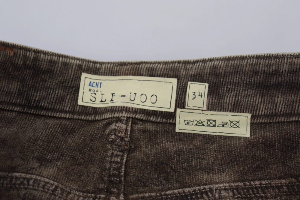 Acht Gray Washed Cotton Corduroy Slim Fit Men Jeans - IT48 | M - Jeans