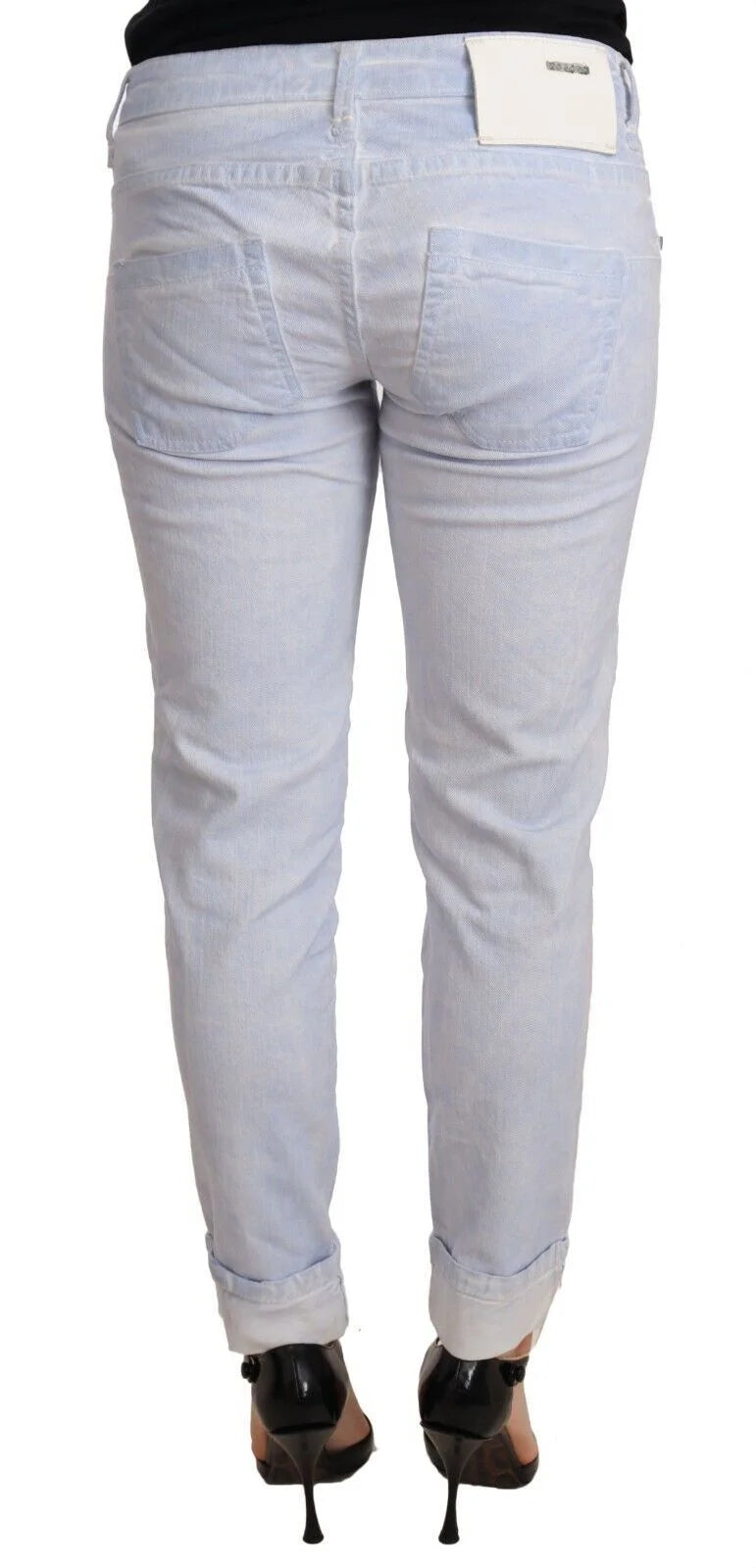 Acht Light Blue Cotton Folded Hem Denim Skinny Women Trouser Jeans - W26 - Jeans