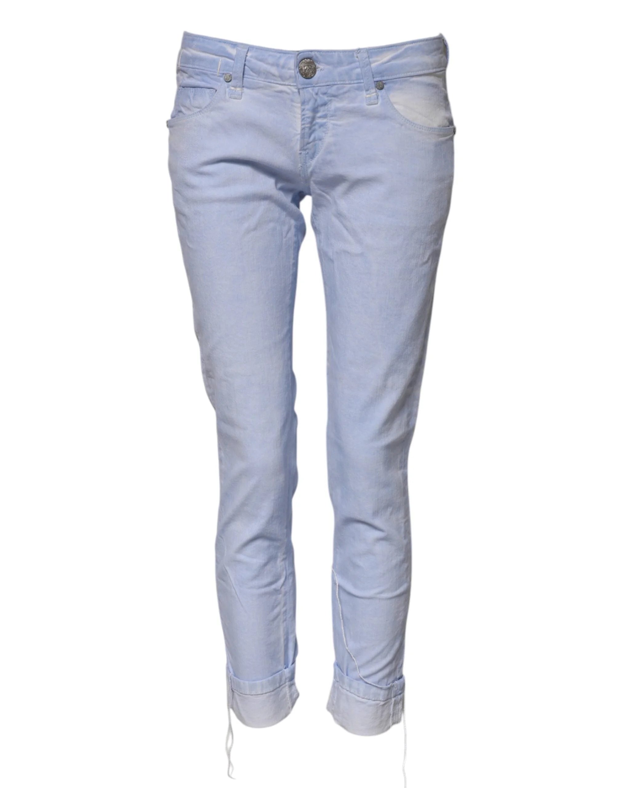 Acht Light Blue Cotton Slim Fit Denim Low Waist Denim Jeans - W26 - Jeans
