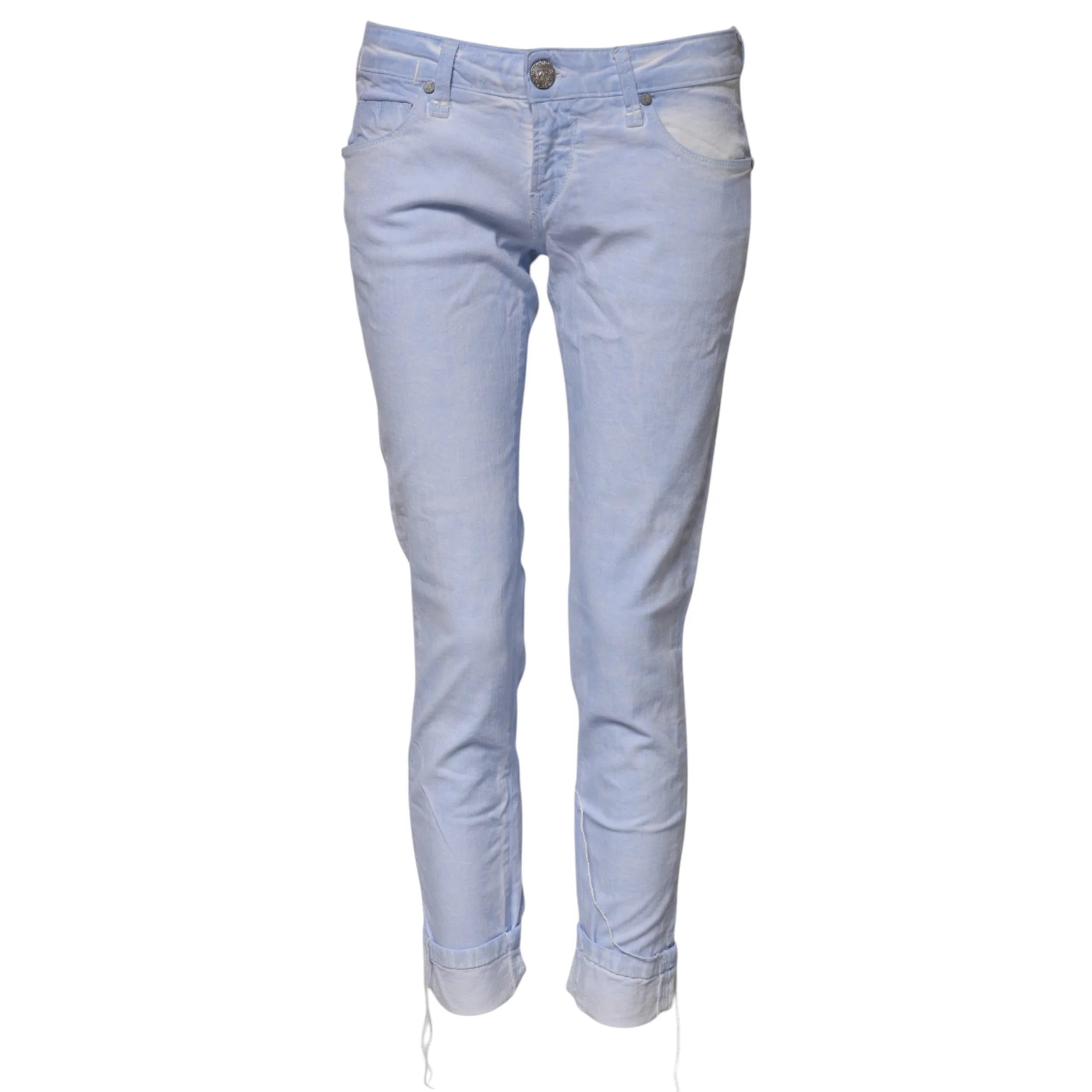 Acht Light Blue Cotton Slim Fit Denim Low Waist Denim Jeans - W26 - Jeans