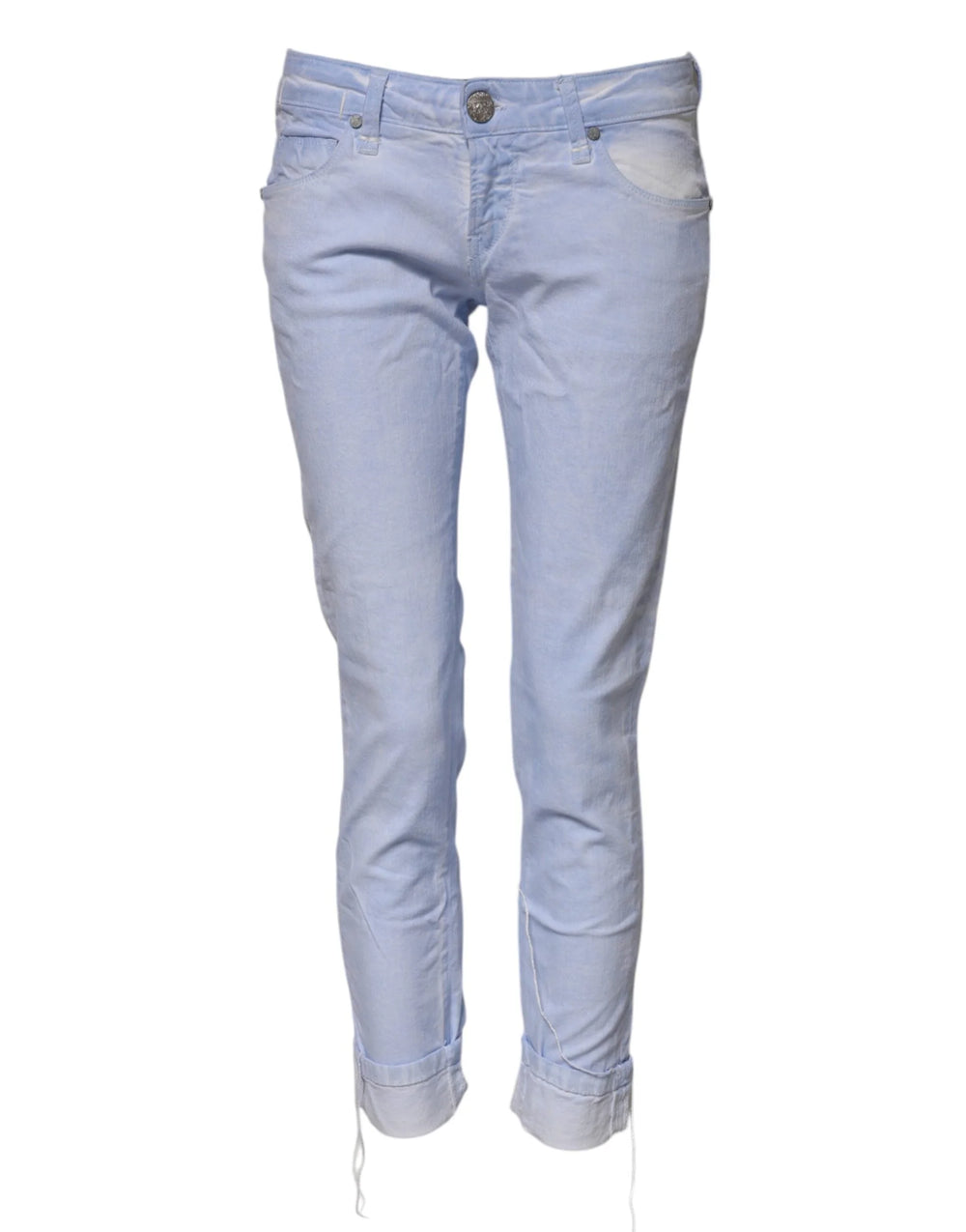 Acht Light Blue Cotton Slim Fit Denim Low Waist Denim Jeans - W26 - Jeans