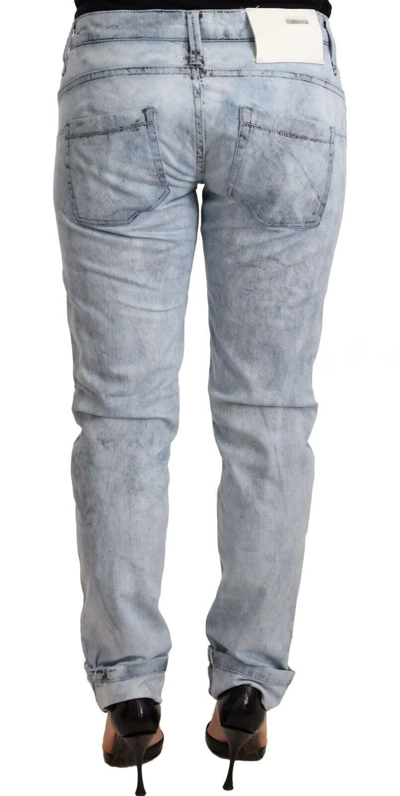 Acht Light Blue Washed Cotton Folded Hem Denim Trouser - W26 | IT40 - Jeans