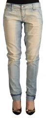 Acht Light Blue Washed Cotton Low Waist Skinny Denim Jeans - IT42|M - Jeans