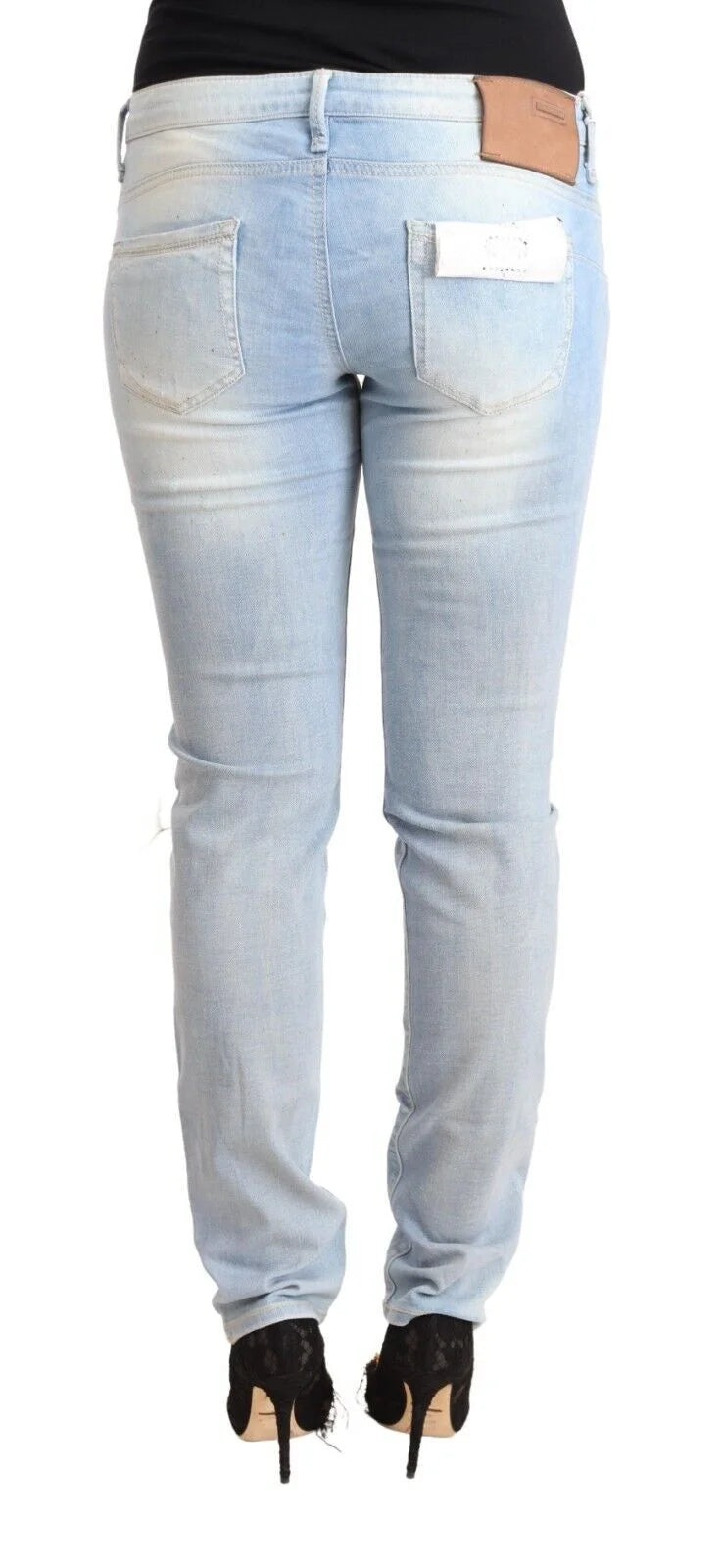 Acht Light Blue Washed Cotton Low Waist Skinny Denim Jeans - W30 - Jeans