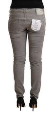 Acht Light Gray Washed Cotton Slim Fit Denim Jeans - Jeans