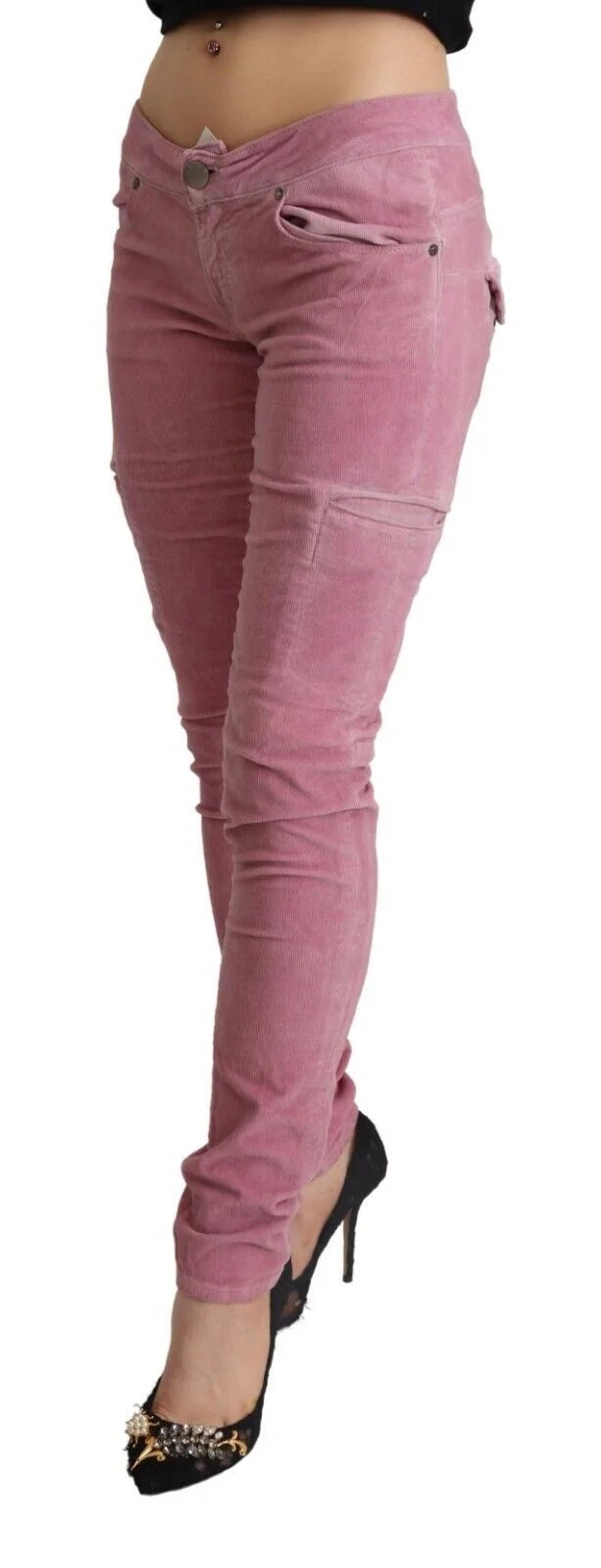 Acht Pink Cotton Low Waist Skinny Denim Cargo Jeans - IT40|S - Jeans