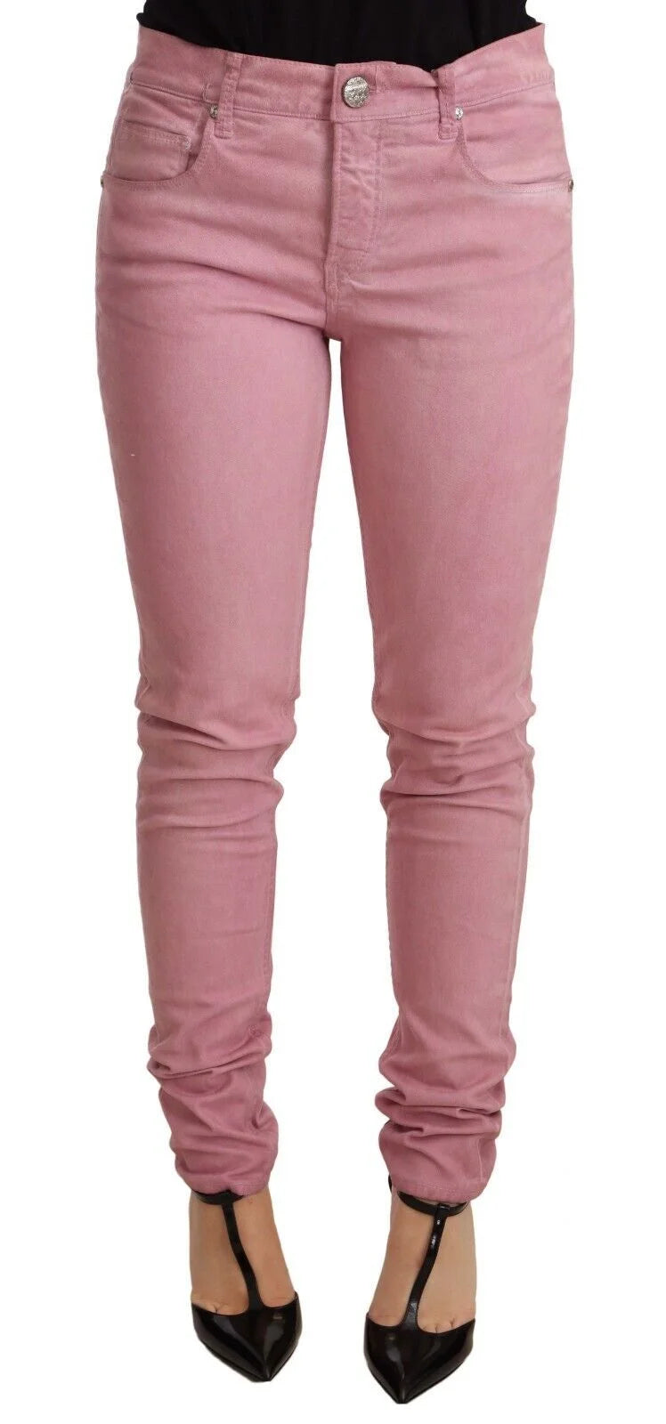 Acht Pink Cotton Slim Fit Women Denim Skinny Pants - W26 | IT40 - Jeans