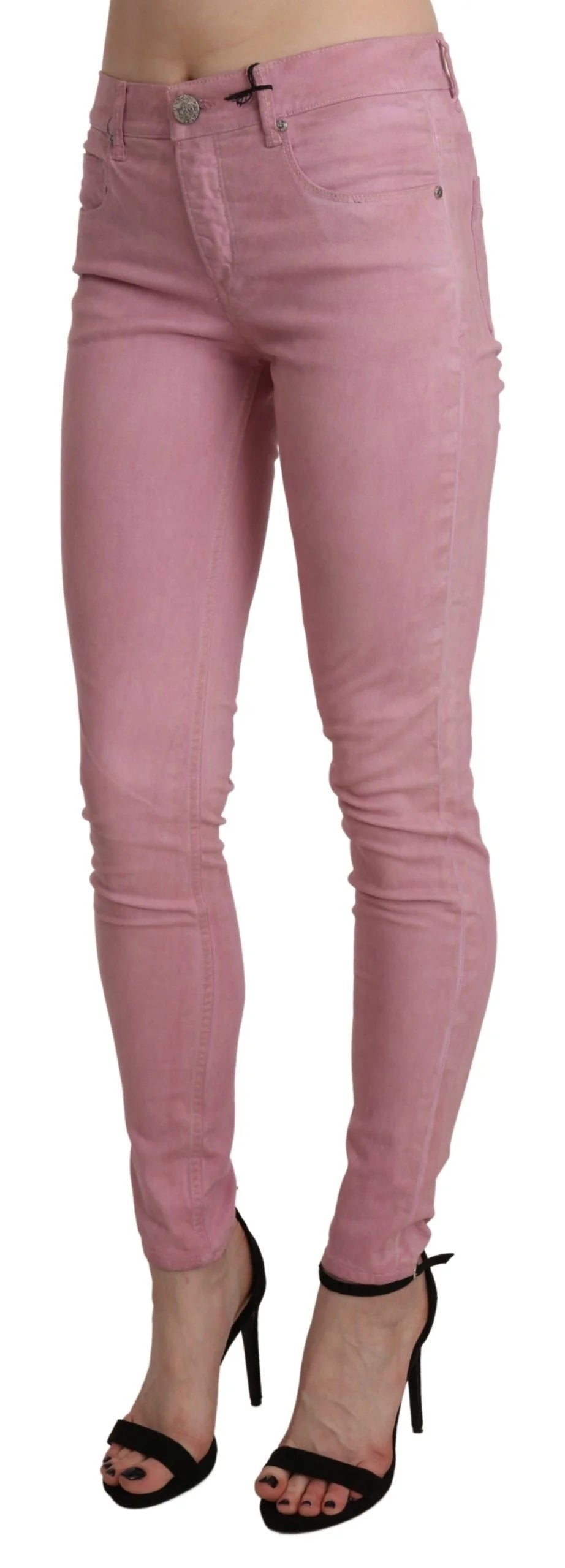 Acht Pink Mid Waist Skinny Stretch Denim Pant - W26 - Jeans