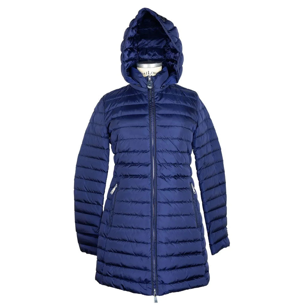 Add Elegant Blue Down Puffer Jacket with Hood - Puffer Jackets