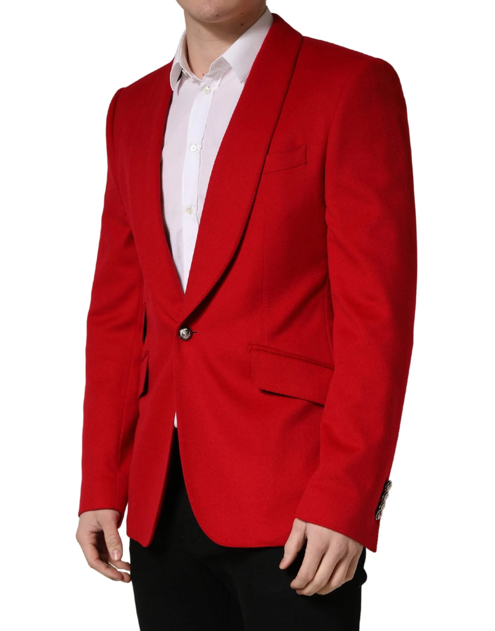 Dolce & Gabbana Red Cashmere Single Breasted Jacket Blazer - IT52 | XL