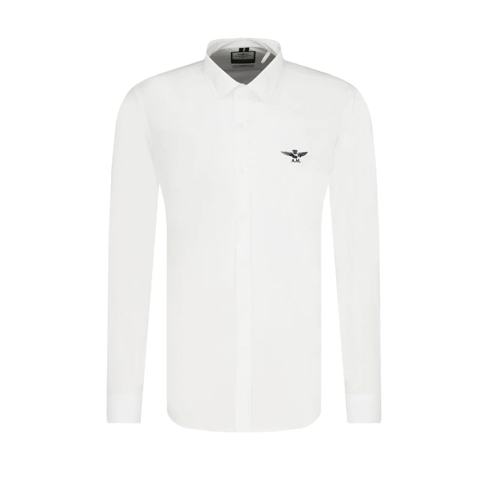 Aeronautica Militare ’White Cotton Men’s Shirt with Slim Fit Design’