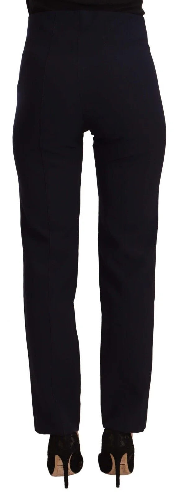 AGLINI Black High Waist Polyester Women Straight Pants - IT40|S - Trousers