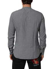 AGLINI Gray Polka Dot Cotton Button Down Long Sleeves Shirt - Shirts