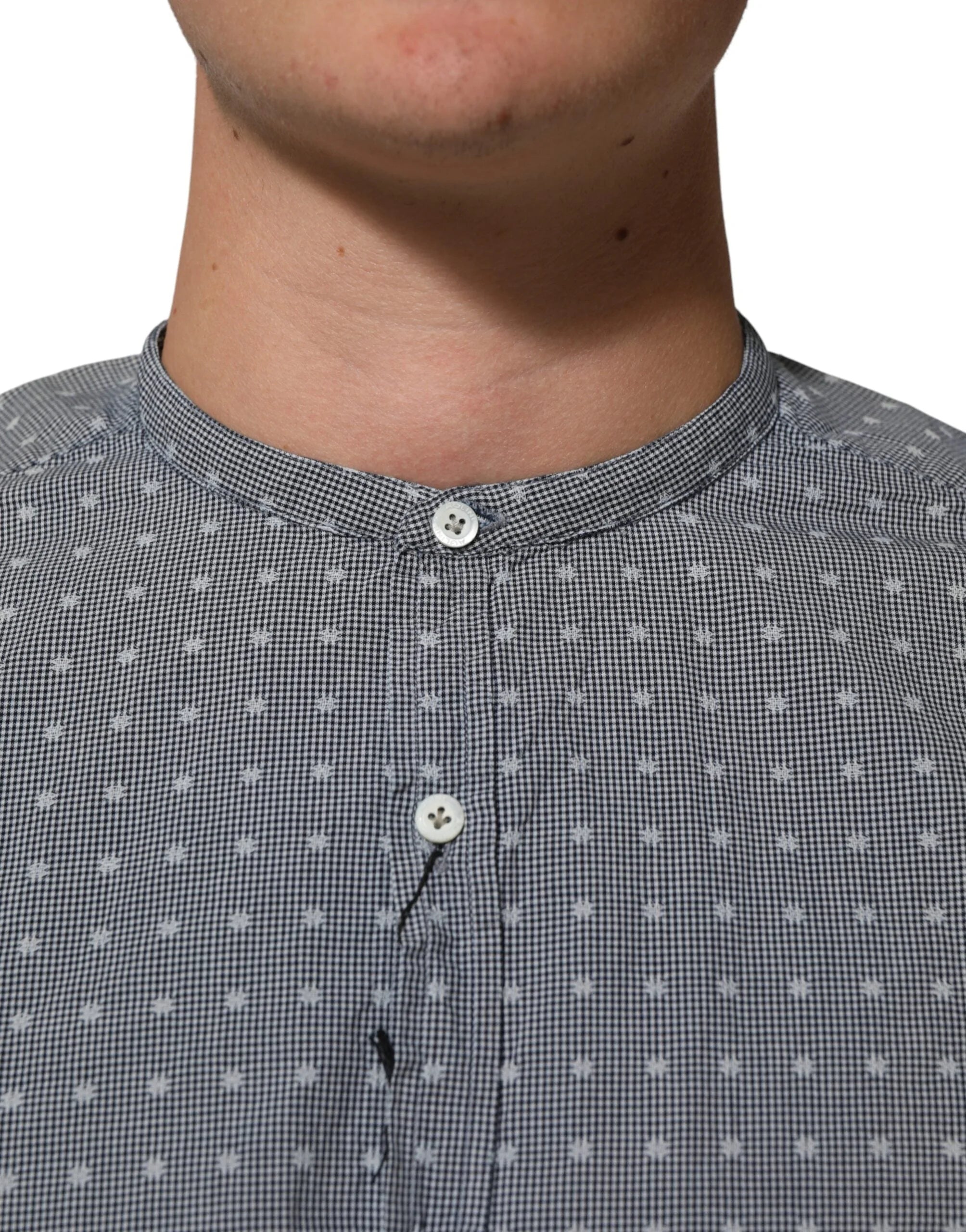 AGLINI Gray Polka Dot Cotton Button Down Long Sleeves Shirt - Shirts