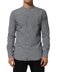 AGLINI Gray Polka Dot Cotton Button Down Long Sleeves Shirt - Shirts