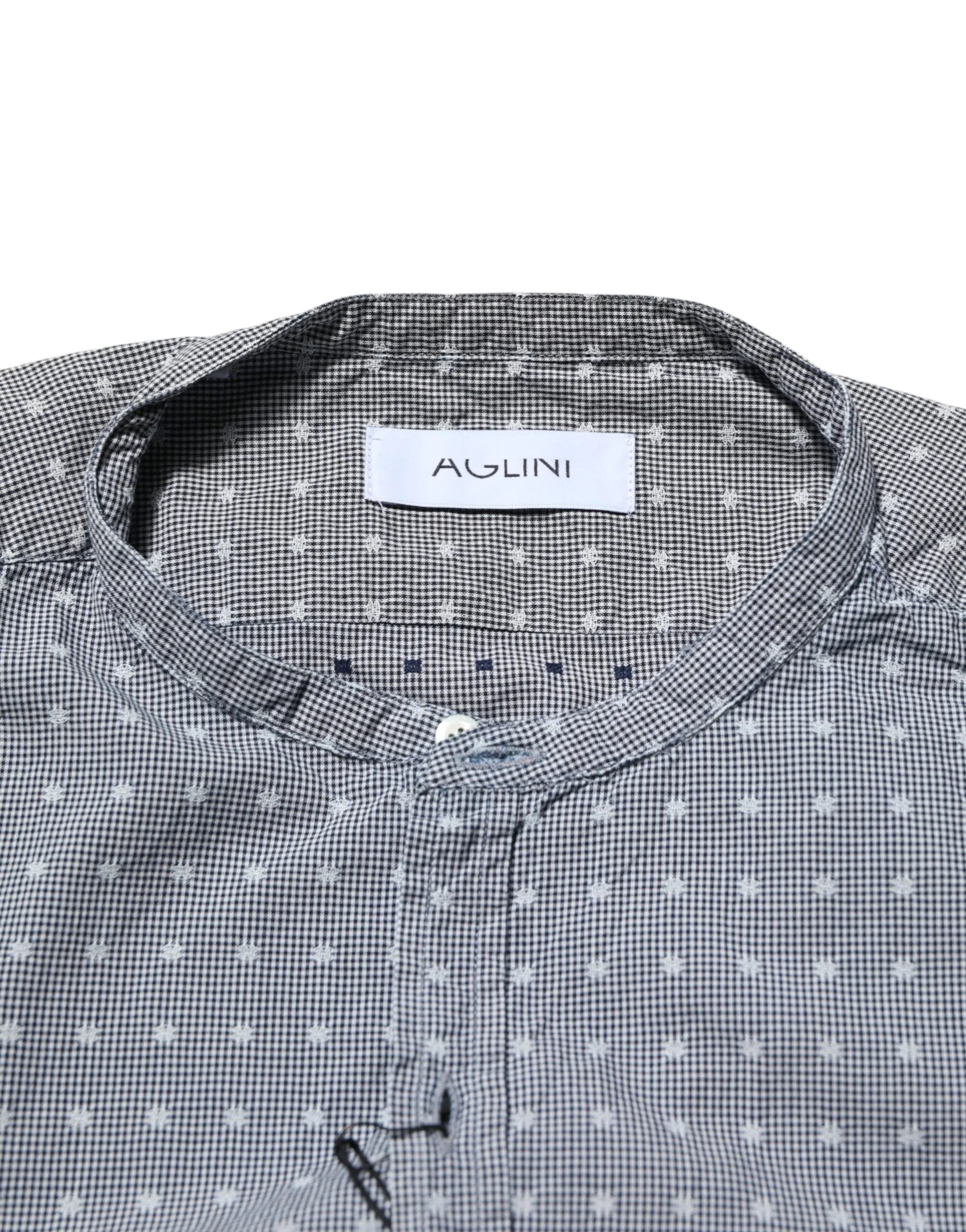 AGLINI Gray Polka Dot Cotton Button Down Long Sleeves Shirt - Shirts