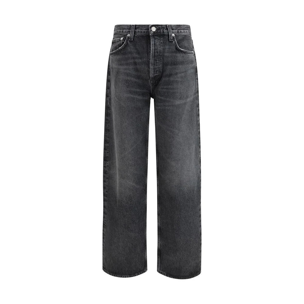 Agolde Black Cotton Straight-Leg Jeans