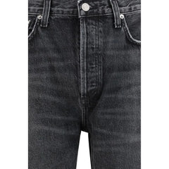 Agolde Black Cotton Straight-Leg Jeans