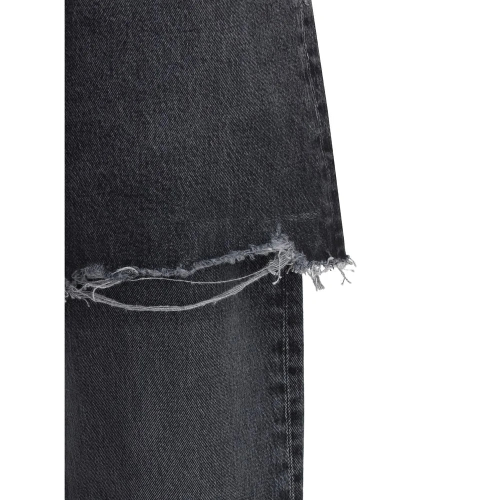 Agolde Black Recycled Cotton Straight-Leg Jeans