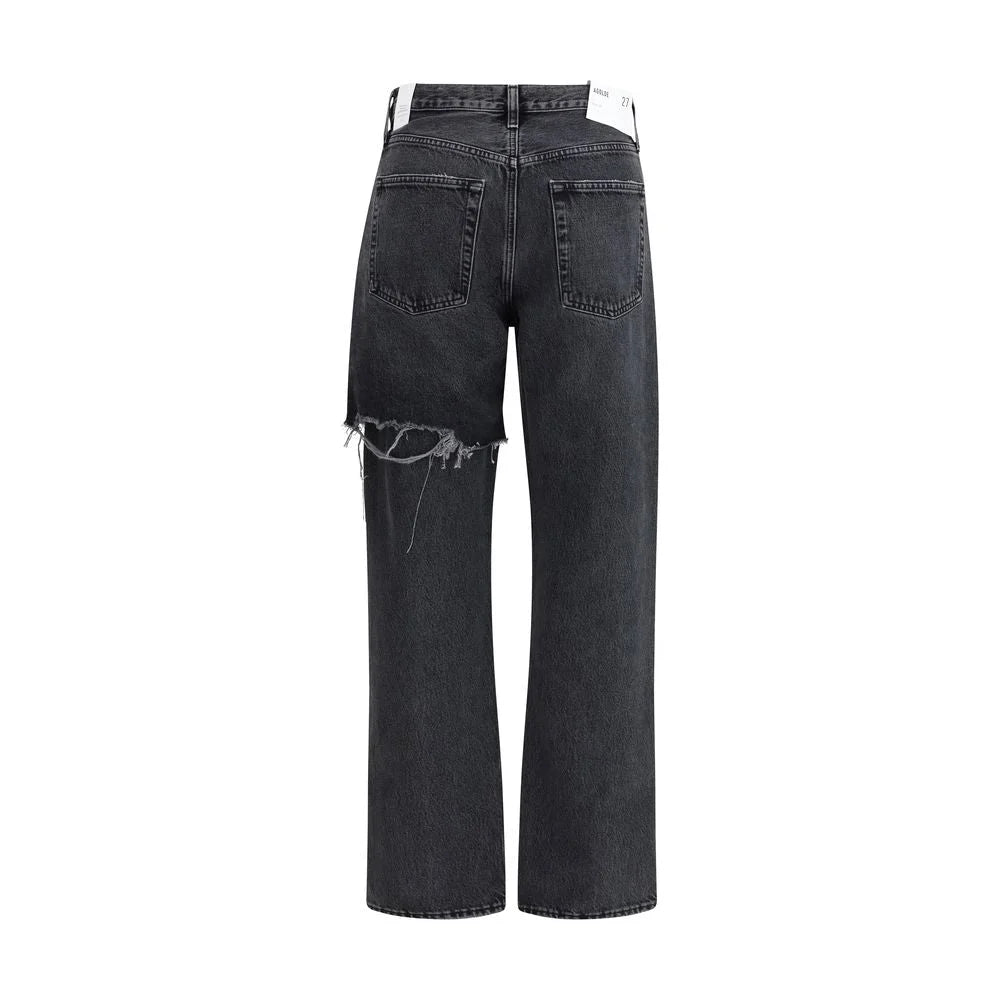 Agolde Black Recycled Cotton Straight-Leg Jeans