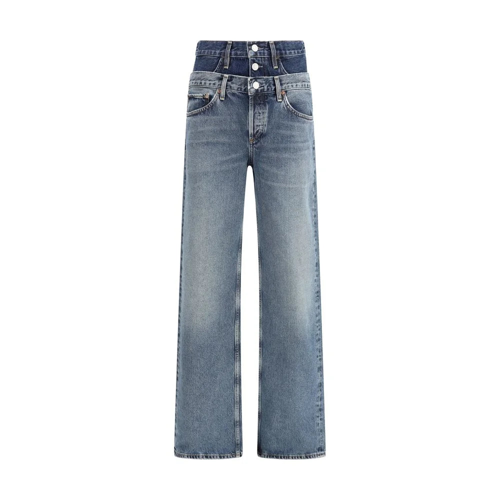 Agolde Blue Recycled Cotton Straight-Leg Jeans