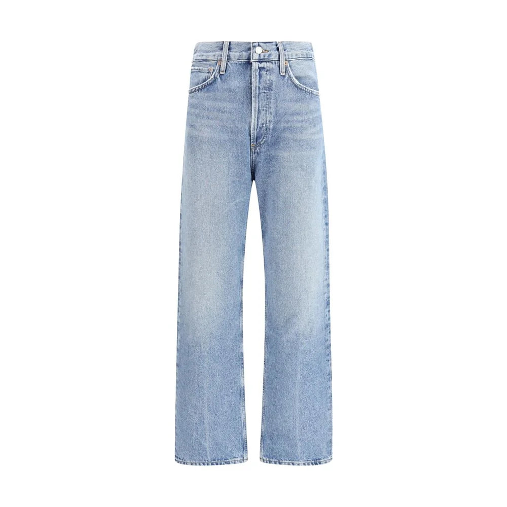 Agolde Light Blue Cotton Relaxed Fit Jeans