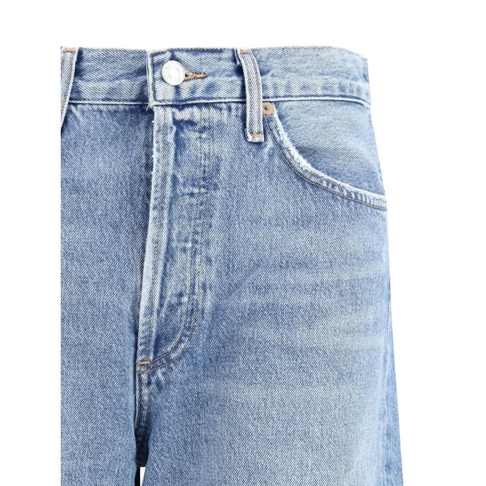 Agolde Light Blue Cotton Relaxed Fit Jeans