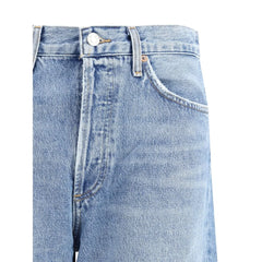 Agolde Light Blue Cotton Relaxed Fit Jeans